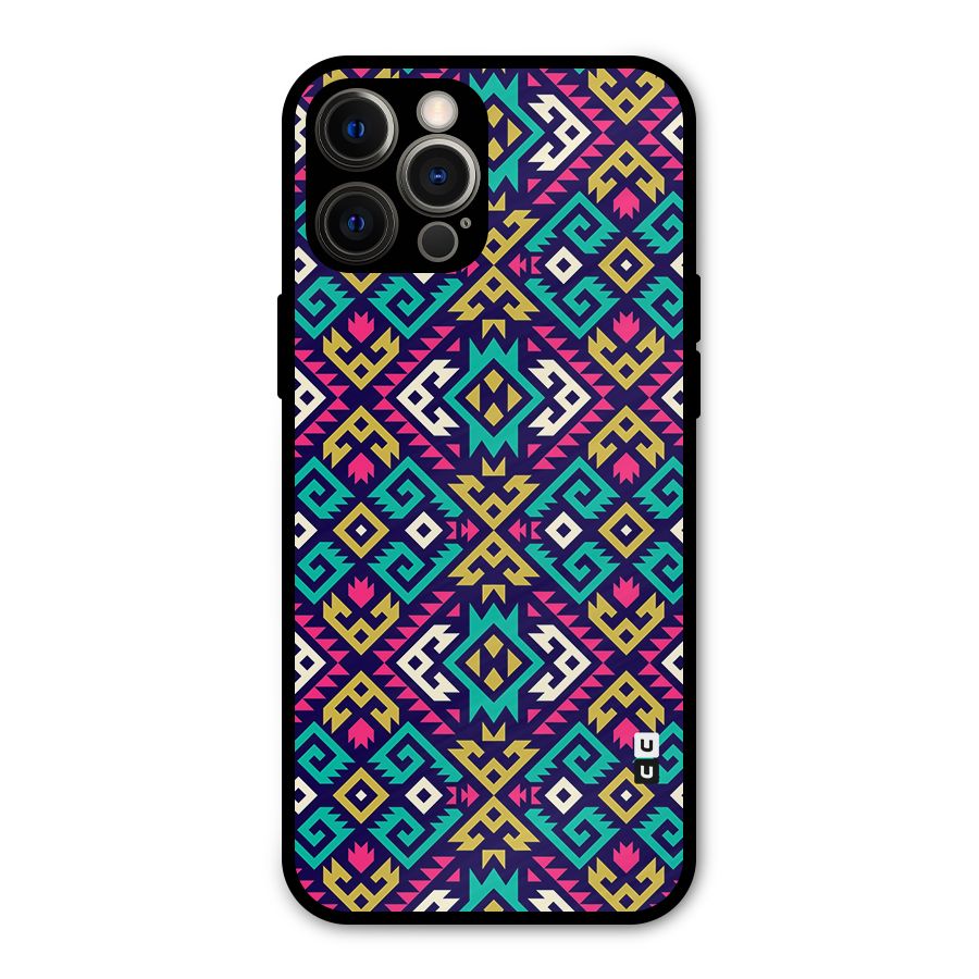 Retro Geometric Pattern Metal Back Case for iPhone 12 Pro Max