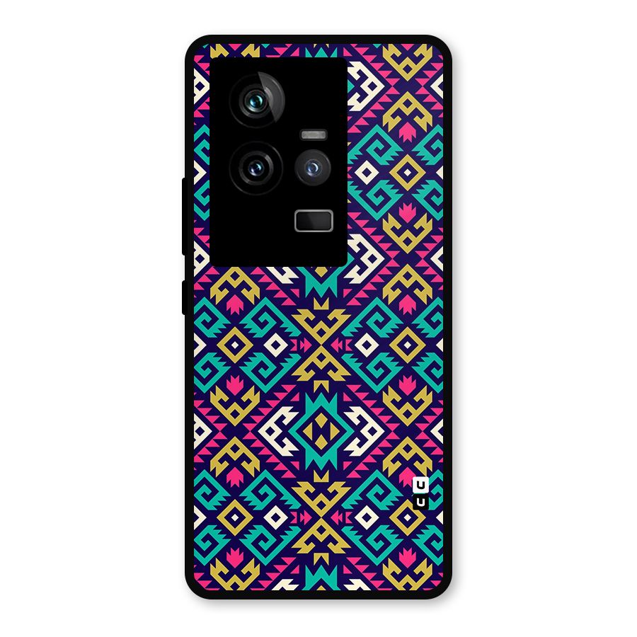Retro Geometric Pattern Metal Back Case for iQOO 11 5G
