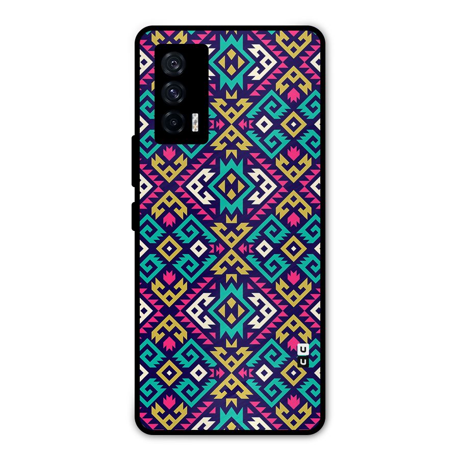 Retro Geometric Pattern Metal Back Case for iQOO 7 5G