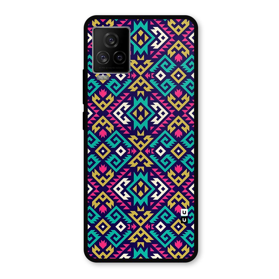 Retro Geometric Pattern Metal Back Case for iQOO 7 Legend 5G
