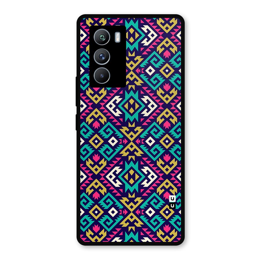Retro Geometric Pattern Metal Back Case for iQOO 9 SE