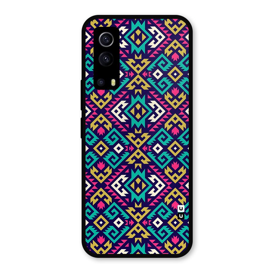 Retro Geometric Pattern Metal Back Case for iQOO Z3