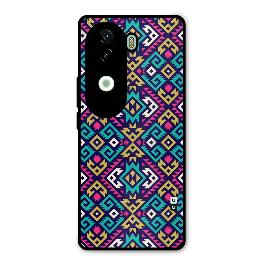 Retro Geometric Pattern Metal Back Case for iQOO Z9s