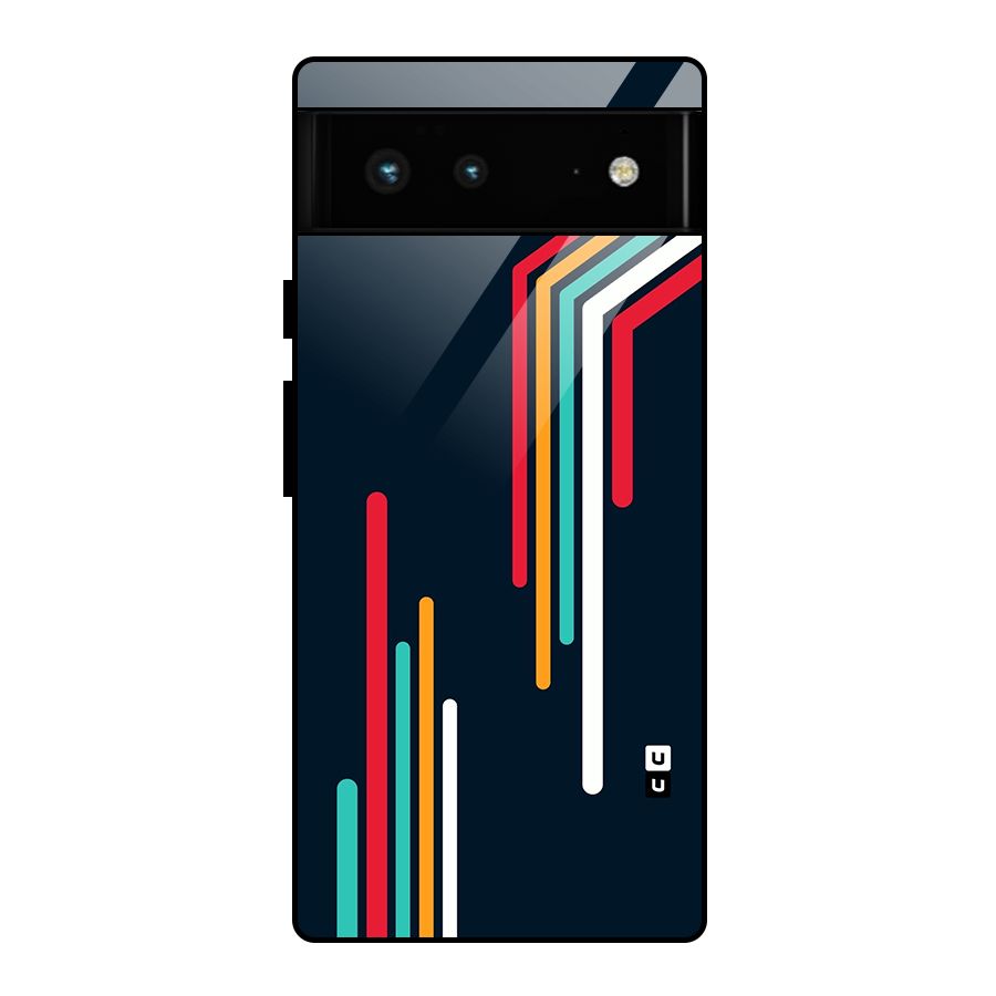 Retro Lines Minimal Stripes Glass Back Case for Google Pixel 6