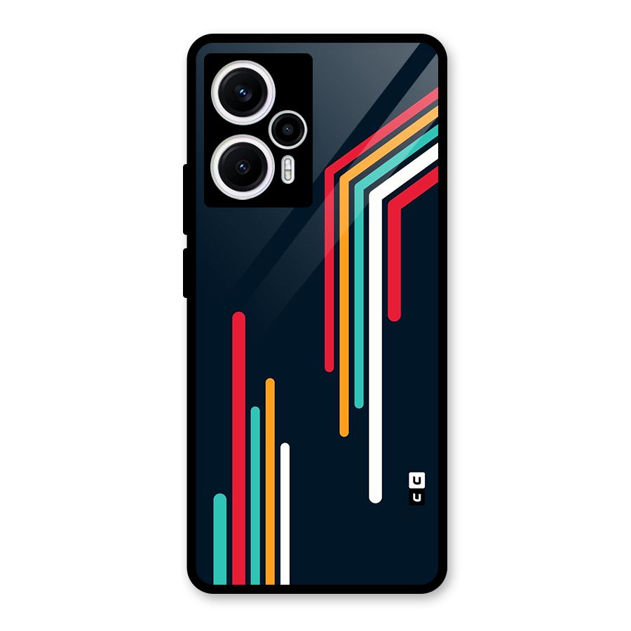 Retro Lines Minimal Stripes Glass Back Case for Poco F5