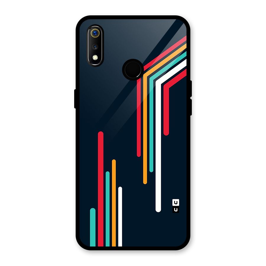 Retro Lines Minimal Stripes Glass Back Case for Realme 3i
