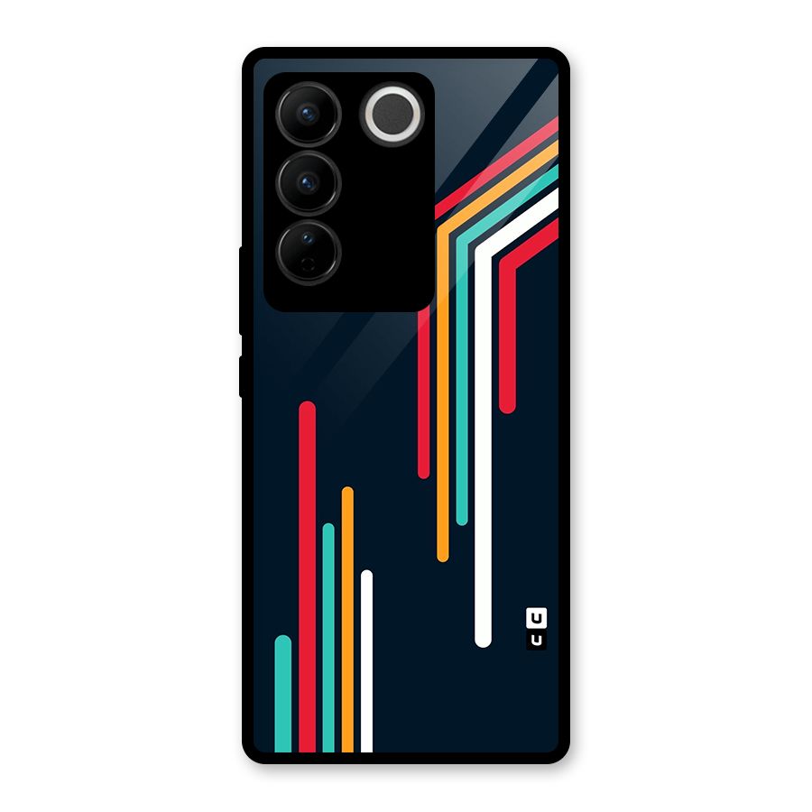 Retro Lines Minimal Stripes Glass Back Case for Vivo V27