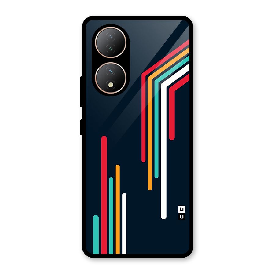 Retro Lines Minimal Stripes Glass Back Case for Vivo Y100A
