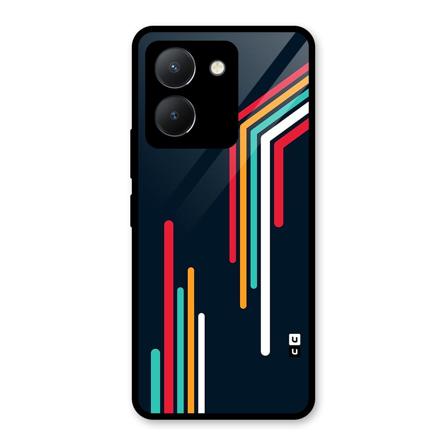 Retro Lines Minimal Stripes Glass Back Case for Vivo Y36