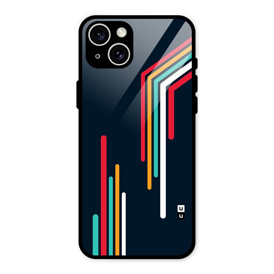 Retro Lines Minimal Stripes Glass Back Case for iPhone 15 Plus