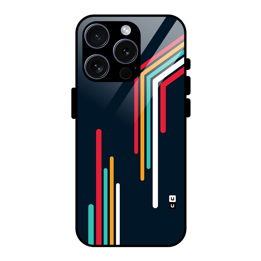 Retro Lines Minimal Stripes Glass Back Case for iPhone 15 Pro