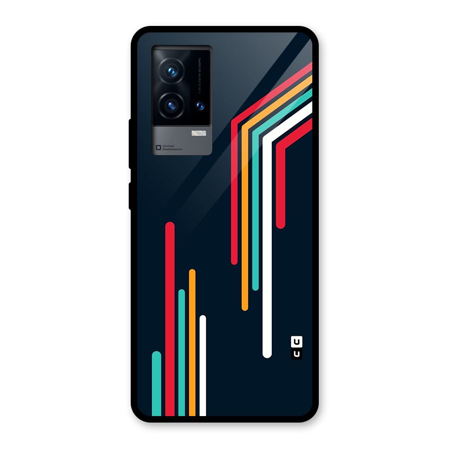 Retro Lines Minimal Stripes Glass Back Case for iQOO 9 5G