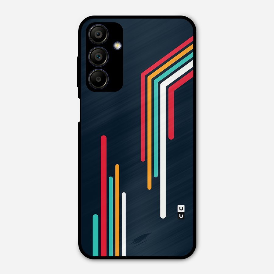 Retro Lines Minimal Stripes Metal Back Case for Galaxy A15 5G