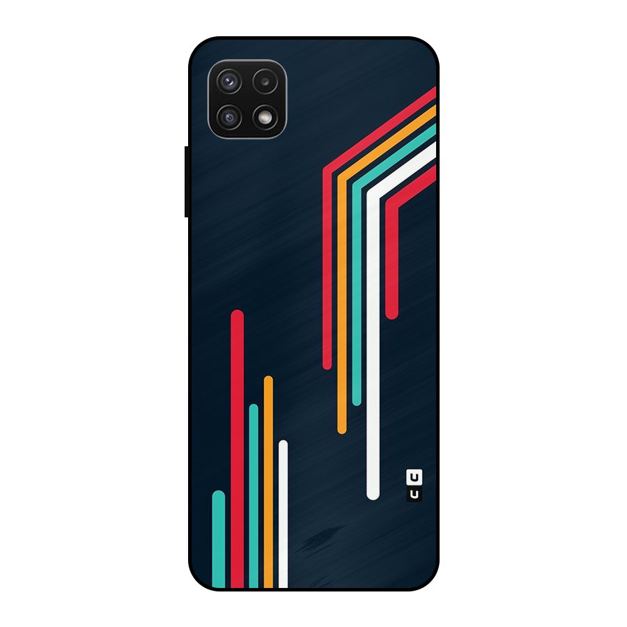 Retro Lines Minimal Stripes Metal Back Case for Galaxy A22 5G