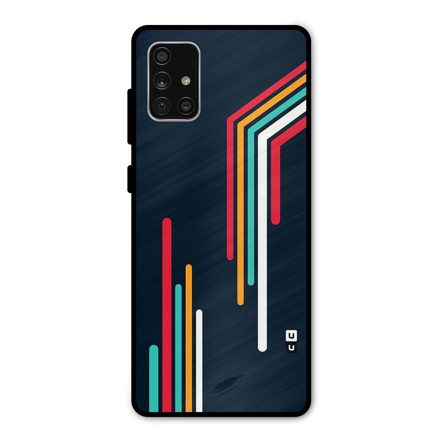 Retro Lines Minimal Stripes Metal Back Case for Galaxy A71