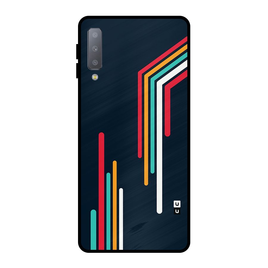 Retro Lines Minimal Stripes Metal Back Case for Galaxy A7 (2018)
