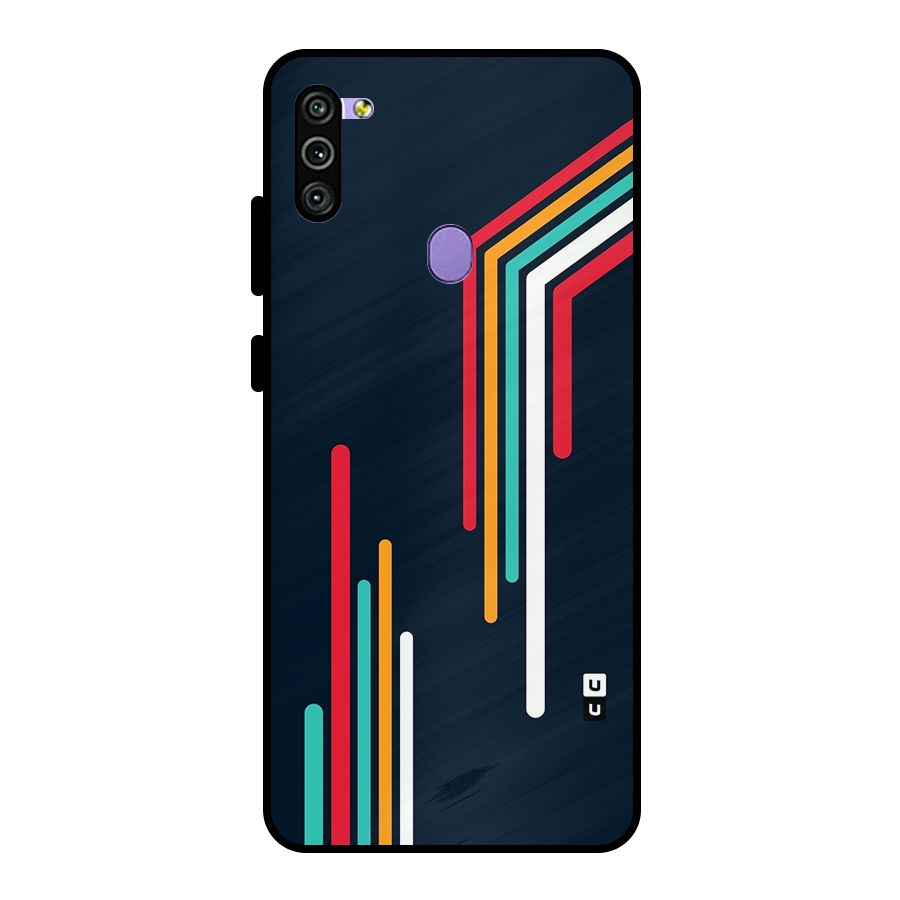 Retro Lines Minimal Stripes Metal Back Case for Galaxy M11