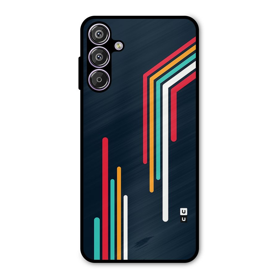 Retro Lines Minimal Stripes Metal Back Case for Galaxy M15