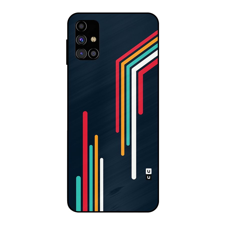 Retro Lines Minimal Stripes Metal Back Case for Galaxy M31s