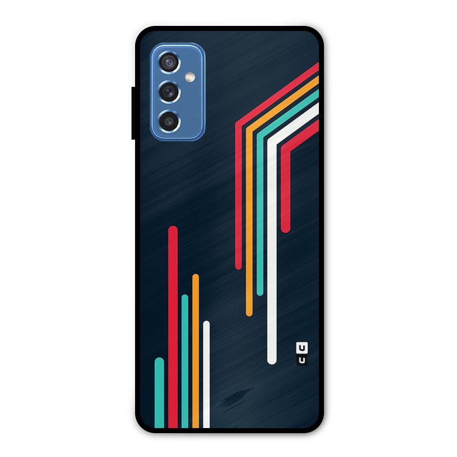 Retro Lines Minimal Stripes Metal Back Case for Galaxy M52 5G