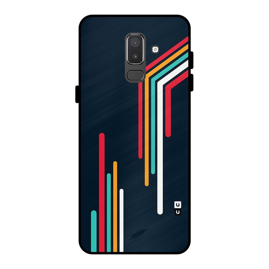 Retro Lines Minimal Stripes Metal Back Case for Galaxy On8 (2018)