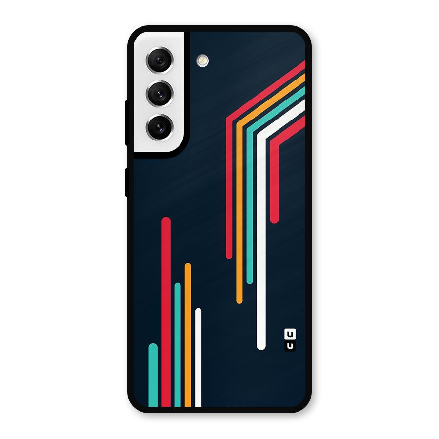 Retro Lines Minimal Stripes Metal Back Case for Galaxy S21 FE 5G