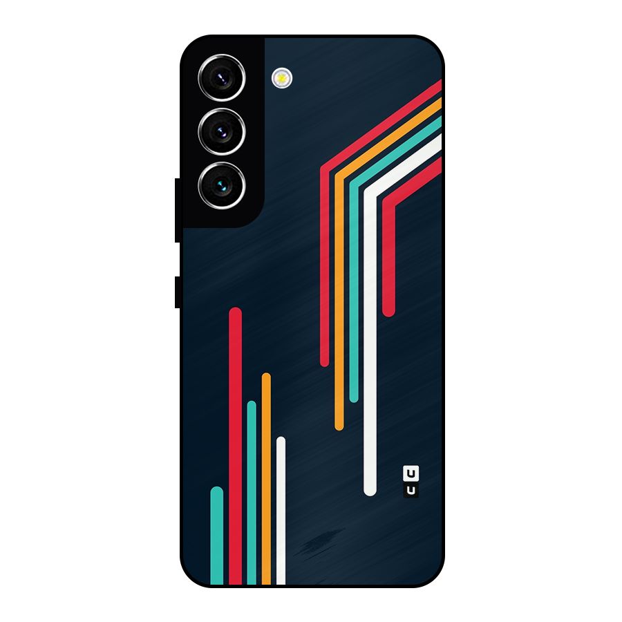 Retro Lines Minimal Stripes Metal Back Case for Galaxy S22 5G