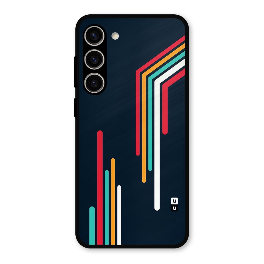 Retro Lines Minimal Stripes Metal Back Case for Galaxy S23 Plus