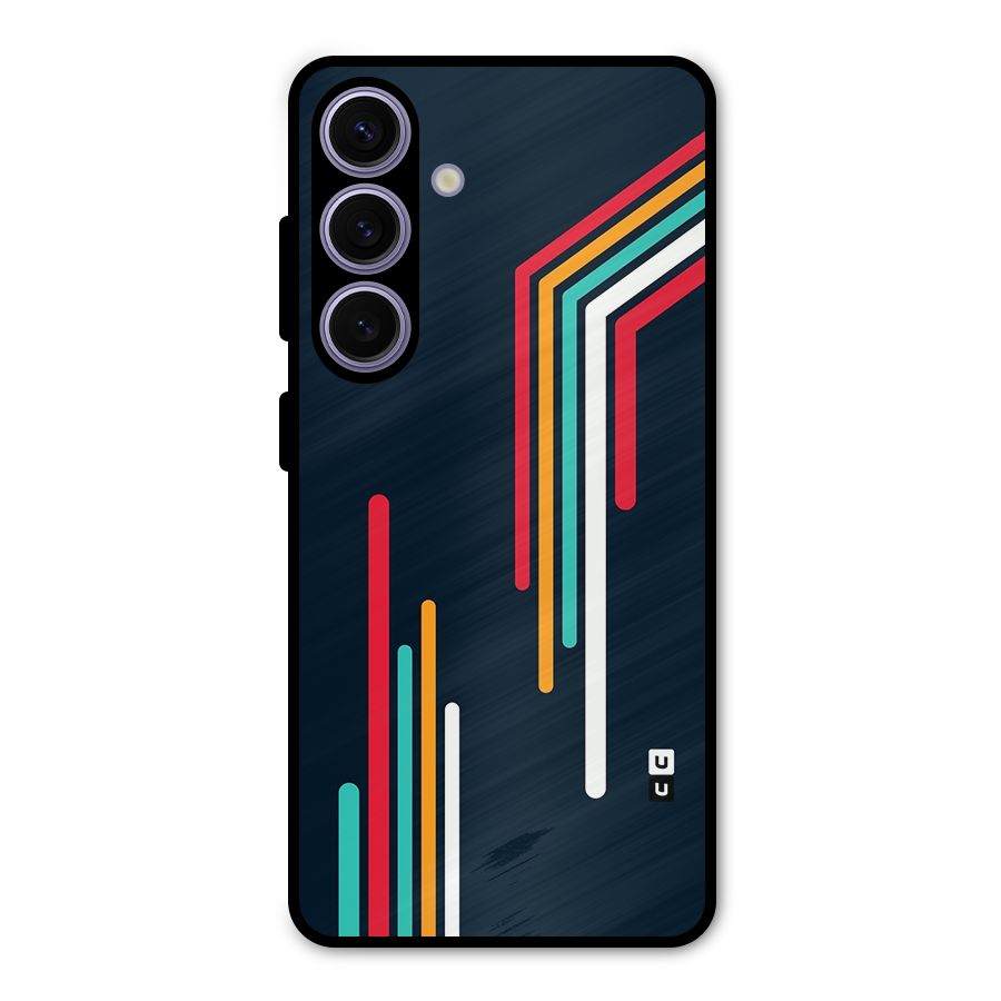 Retro Lines Minimal Stripes Metal Back Case for Galaxy S24
