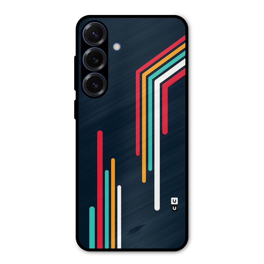 Retro Lines Minimal Stripes Metal Back Case for Galaxy S25 Plus