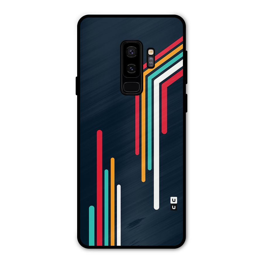 Retro Lines Minimal Stripes Metal Back Case for Galaxy S9 Plus