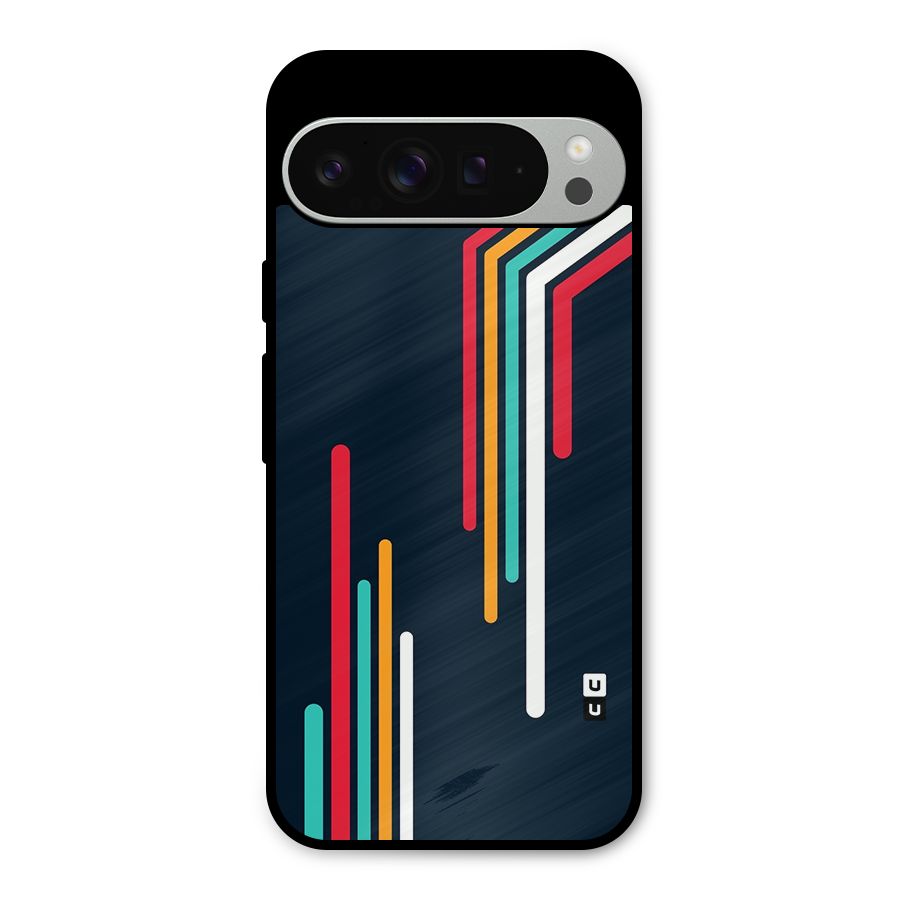 Retro Lines Minimal Stripes Metal Back Case for Google Pixel 9 Pro XL