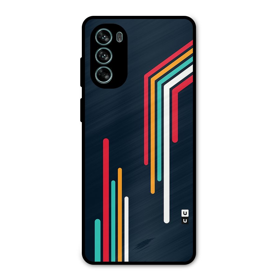 Retro Lines Minimal Stripes Metal Back Case for Moto G62