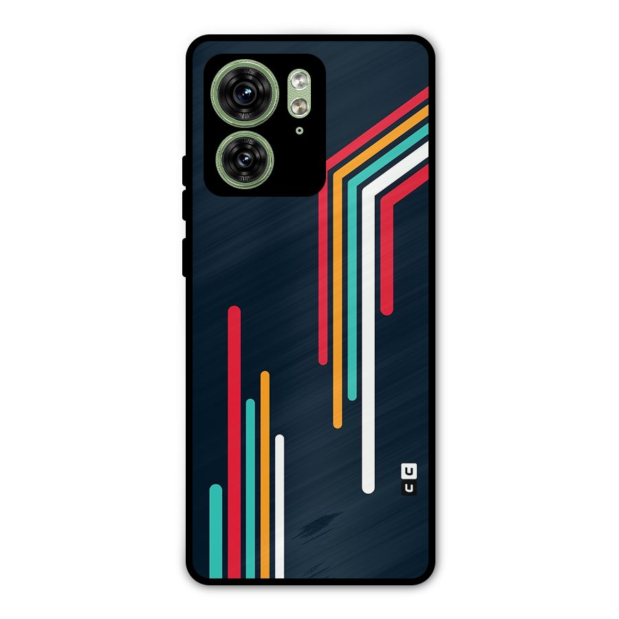 Retro Lines Minimal Stripes Metal Back Case for Motorola Edge 40 5G
