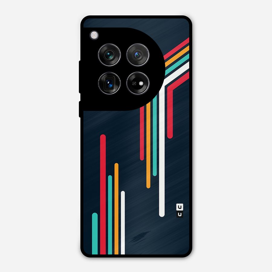 Retro Lines Minimal Stripes Metal Back Case for OnePlus 12