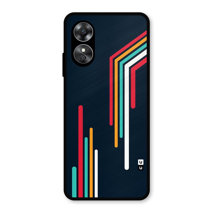 Retro Lines Minimal Stripes Metal Back Case for Oppo A17