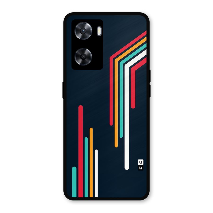 Retro Lines Minimal Stripes Metal Back Case for Oppo A57 2022