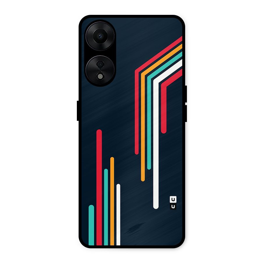 Retro Lines Minimal Stripes Metal Back Case for Oppo A78 5G