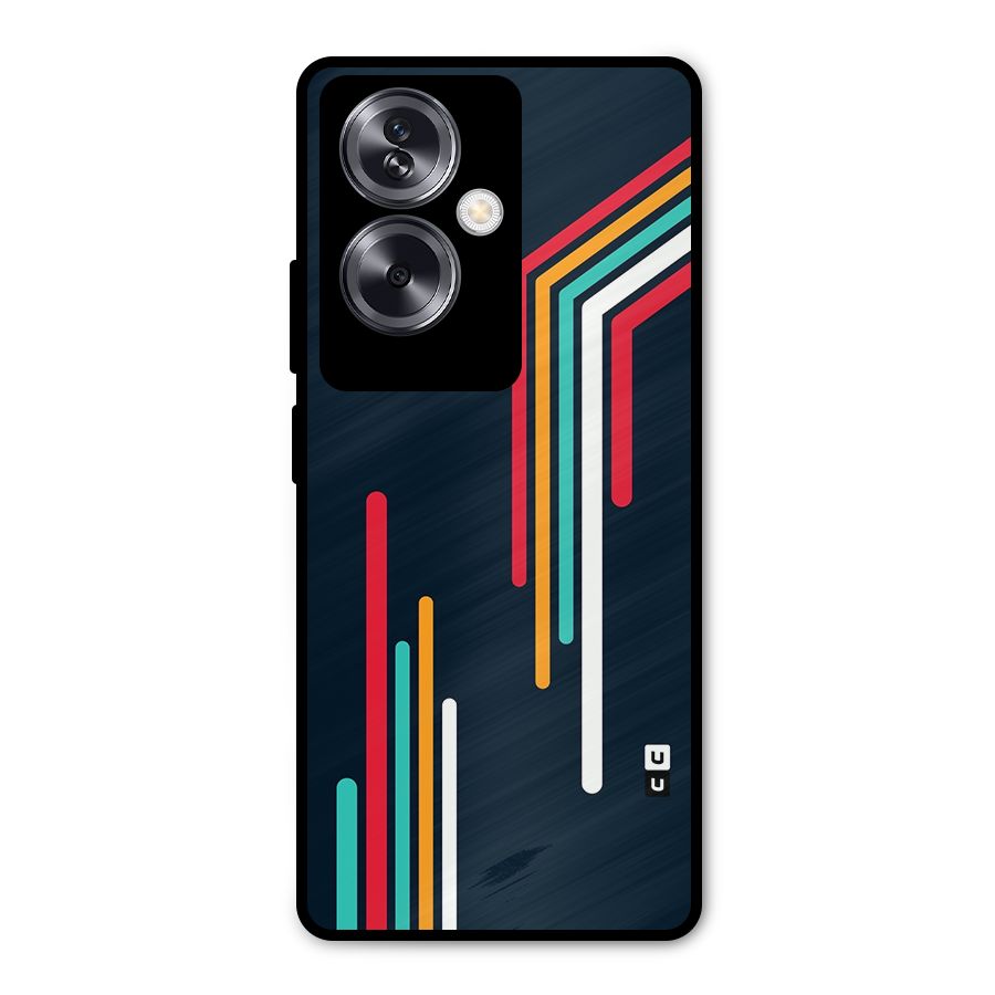 Retro Lines Minimal Stripes Metal Back Case for Oppo A79 5G