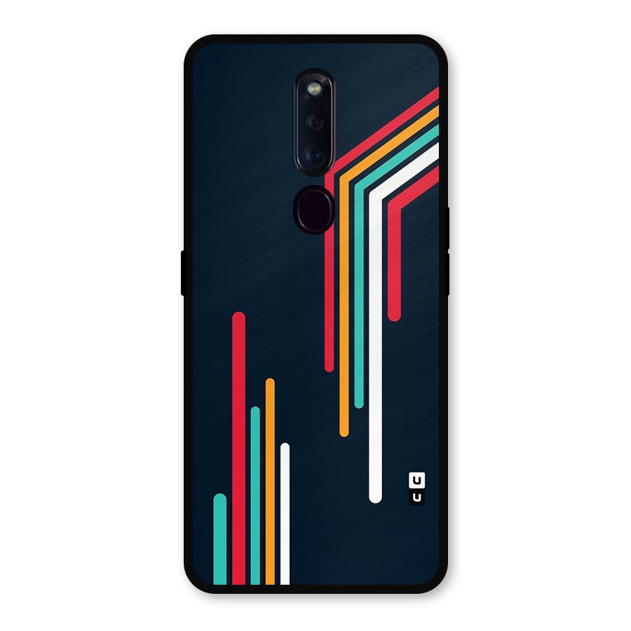 Retro Lines Minimal Stripes Metal Back Case for Oppo F11 Pro