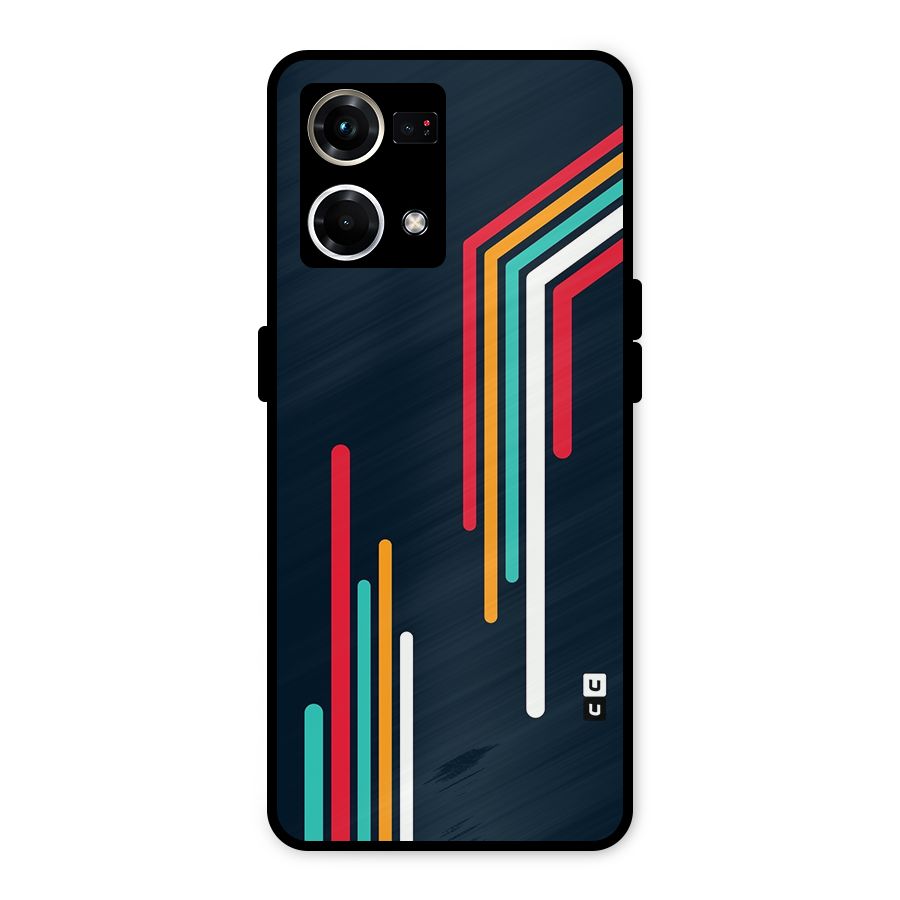 Retro Lines Minimal Stripes Metal Back Case for Oppo F21 Pro 4G