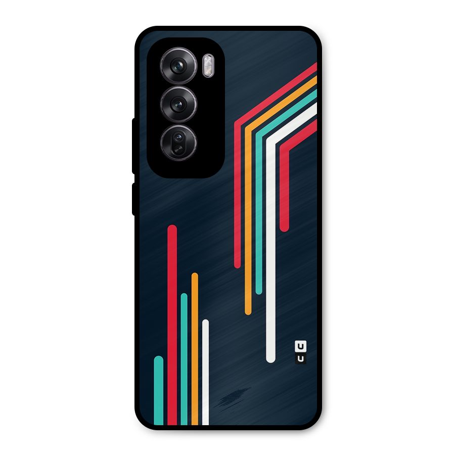 Retro Lines Minimal Stripes Metal Back Case for Oppo Reno12 Pro