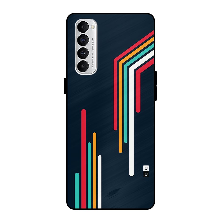 Retro Lines Minimal Stripes Metal Back Case for Oppo Reno4 Pro