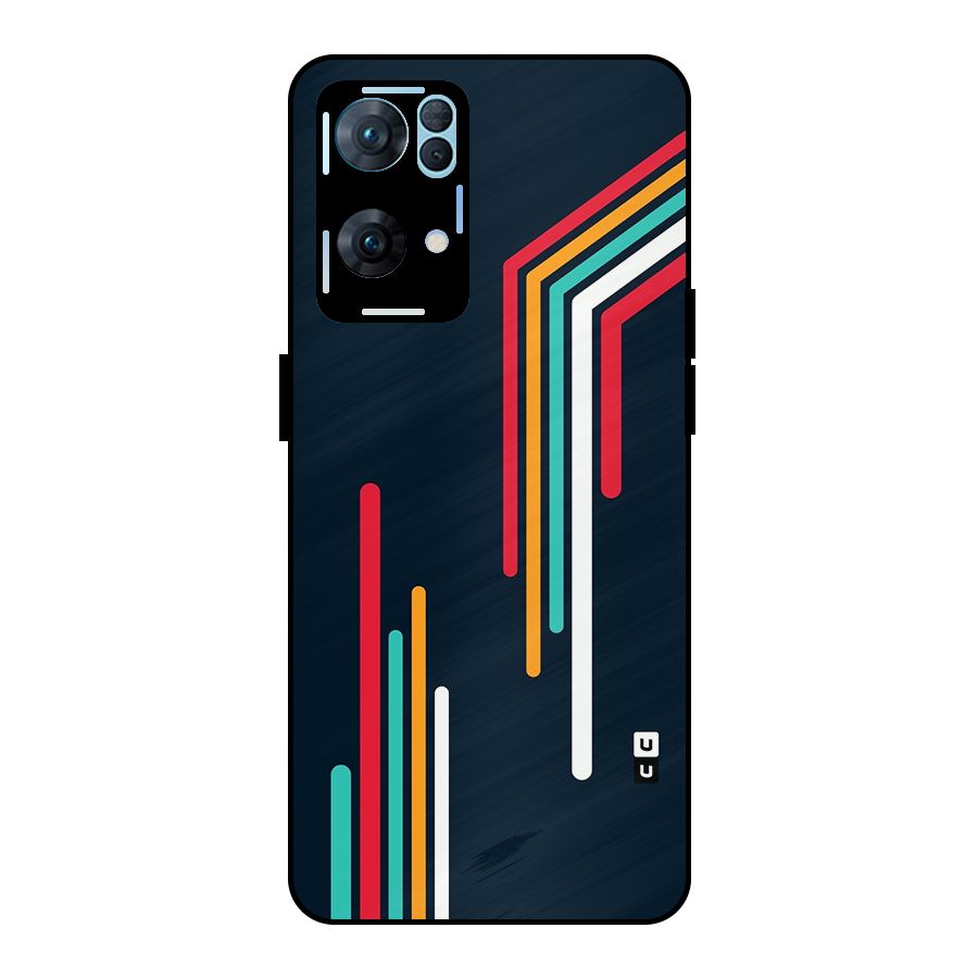 Retro Lines Minimal Stripes Metal Back Case for Oppo Reno7 Pro 5G