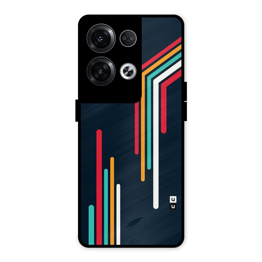 Retro Lines Minimal Stripes Metal Back Case for Oppo Reno8 Pro 5G