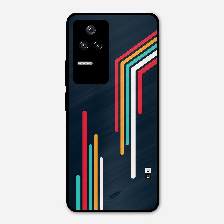 Retro Lines Minimal Stripes Metal Back Case for Poco F4 5G
