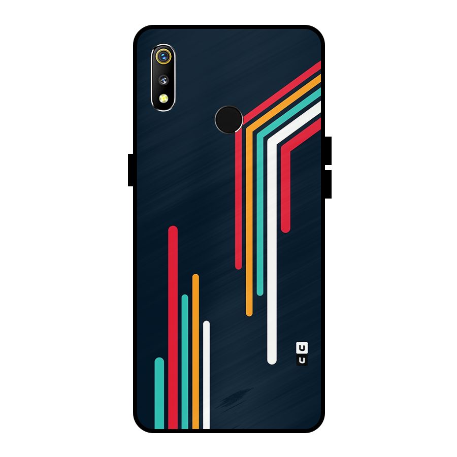 Retro Lines Minimal Stripes Metal Back Case for Realme 3i