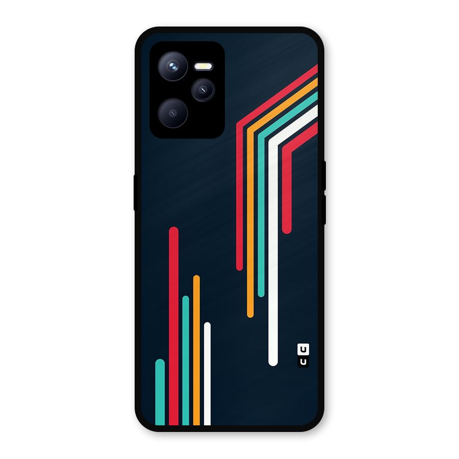 Retro Lines Minimal Stripes Metal Back Case for Realme C35