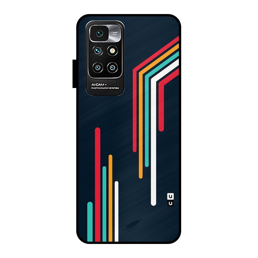 Retro Lines Minimal Stripes Metal Back Case for Redmi 10 Prime