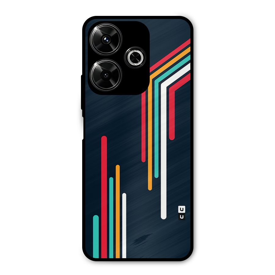 Retro Lines Minimal Stripes Metal Back Case for Redmi 13 5G